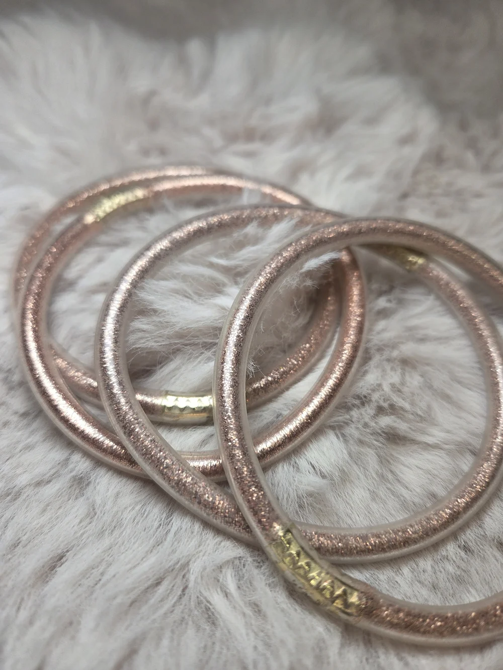 Plunder Four Rose Gold Glitter Rubber Bracelets Beach Jewelry Lake Accessories